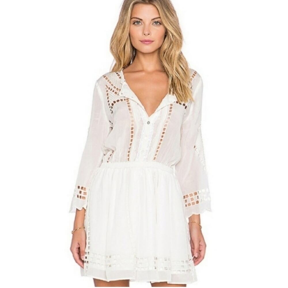 Tularosa Orsen white cutout embroidered dress size XS